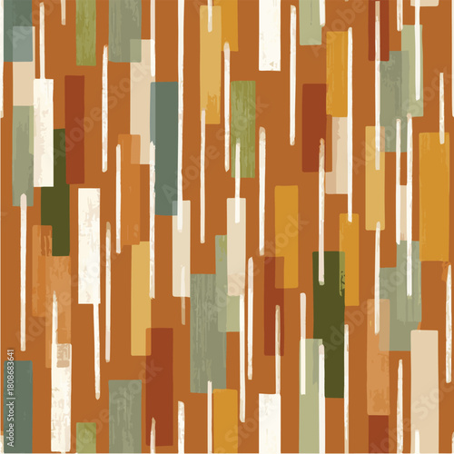 Seamless pattern of Mid-Century Modern abstract stripe pattern, imperfect vertical lines