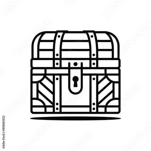 Vintage wooden treasure chest with metal accents and lock