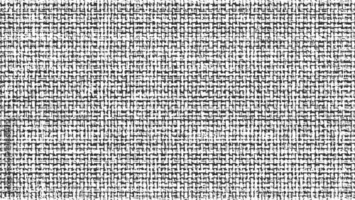 Black and white woven fabric texture with a rough irregular pattern vector