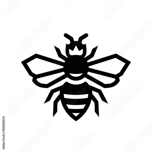 Stylized black queen bee icon with a crown symbol.