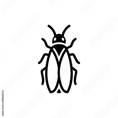 Simple Line Art Icon of a Cockroach Insect.
