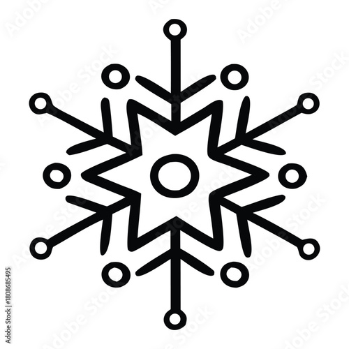 Free Download Simple Snowflake Shape Isolated on Transparent Background. Winter Themed Holiday Design Element, Decorative Cold Weather Graphic.  - GFXLoad