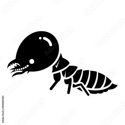 Black and white illustration of a termite insect.
