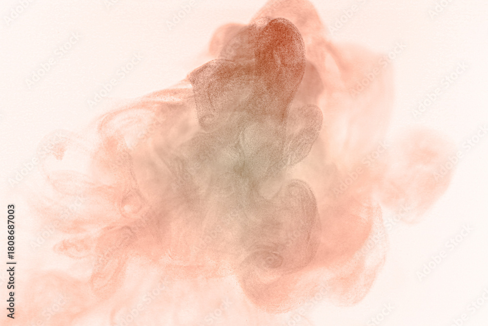 Fototapeta premium Soft peach and pink smoke swirling on a bright light background creates an elegant abstract texture perfect for modern design, artistic overlays, beauty themes, and creative visual projects needing.
