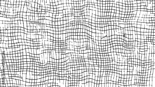 Black grid pattern with irregular squares on white background abstract