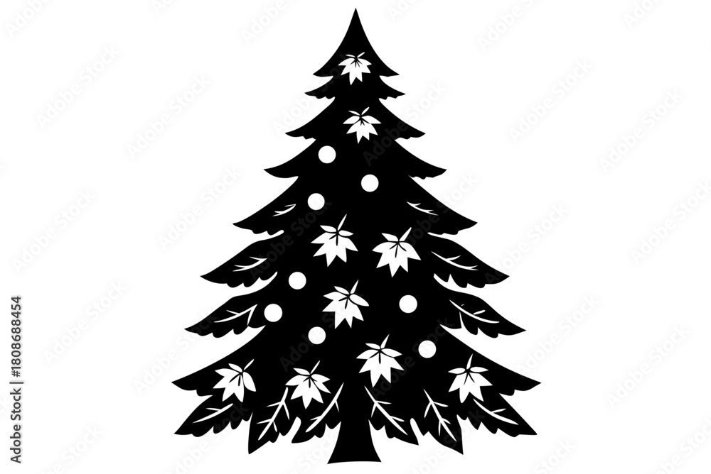 Obraz premium Christmas tree silhouette vector, pine tree black symbol 
