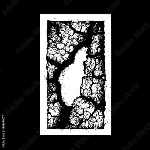 Cracked earth texture with a stark white void, isolated on a powerful image of desolation, decay, and the fragility of nature