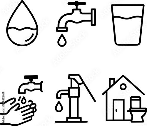 clean water and sanitation improvement icons