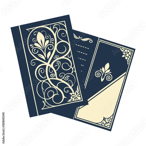Elegant Dark Blue Wedding Invitation Card Template