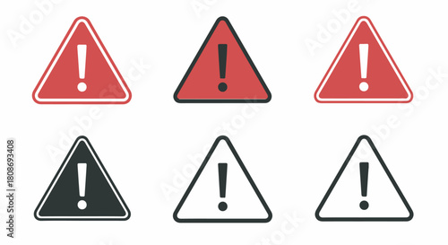 Warning Signs: A set of triangular warning signs with exclamation marks, signaling caution and alerting to potential dangers in various contexts. 