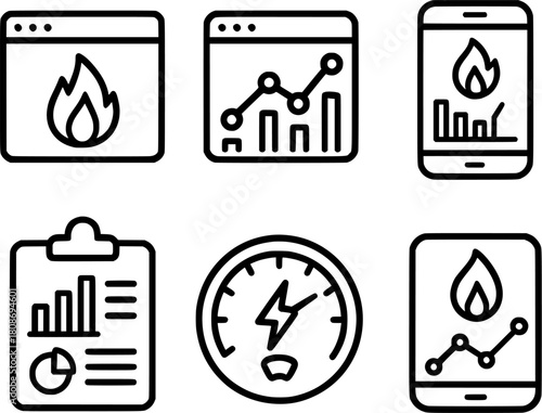 Energy consumption tracking dashboard icons
