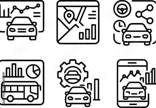 smart mobility data dashboard vector icons