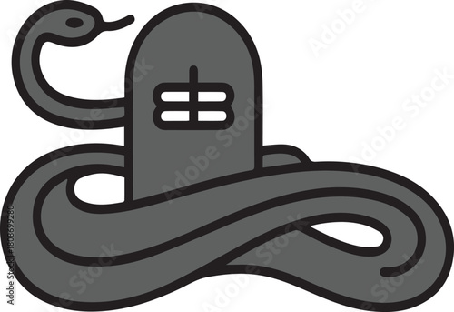 Shiva Lingam Cobra Vector Icon. Hindu Icon Illustration Design Isolated Art