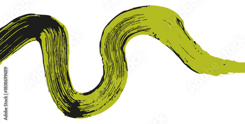 Abstract Green Paint Brush Stroke Art