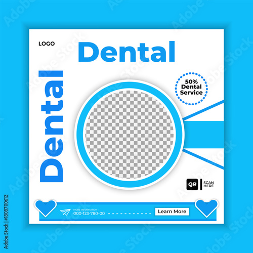 Dentist and dental care social media post template or Teeth cleaning editable Design set