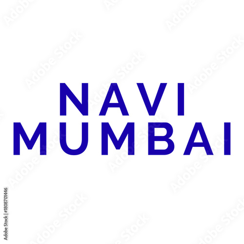 Bold blue text on a white background spells out "NAVI MUMBAI."