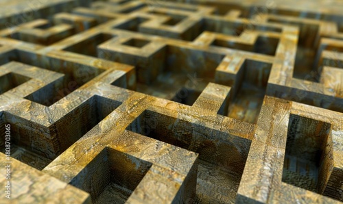 Abstract marble labyrinth puzzle solving strategy concept challenge design