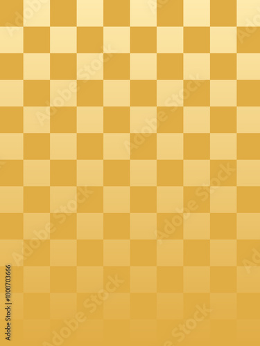 和風背景素材　金色の市松模様　縦長　グラデーション