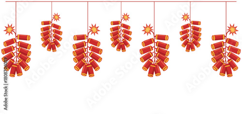 Hanging Chinese Firecrackers Decorative Border Elements