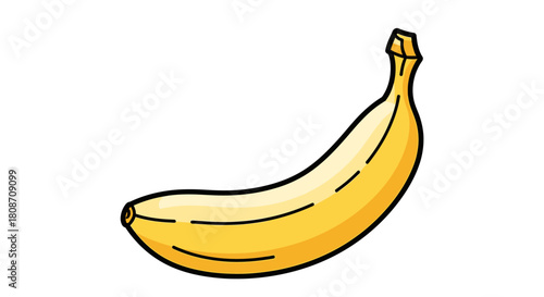Banana: A single, ripe banana, curved and inviting, lies isolated. The peel’s texture and color suggest a delicious treat.
