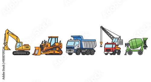 Yellow excavator machine isolated on a white background