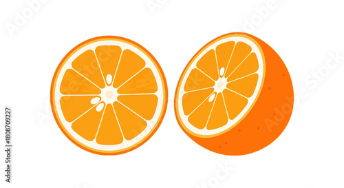 Fresh juicy orange slice isolated on a white background