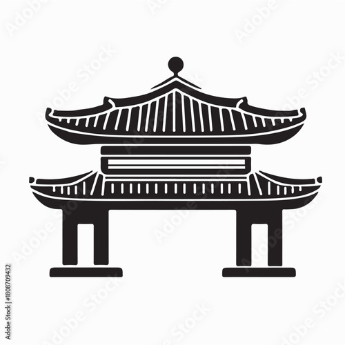 Traditional Korean Building Gate Vector isolated on white background