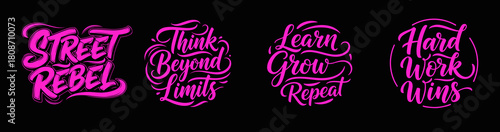 Neon Typography Collection - Motivational Quotes and Phrases.
