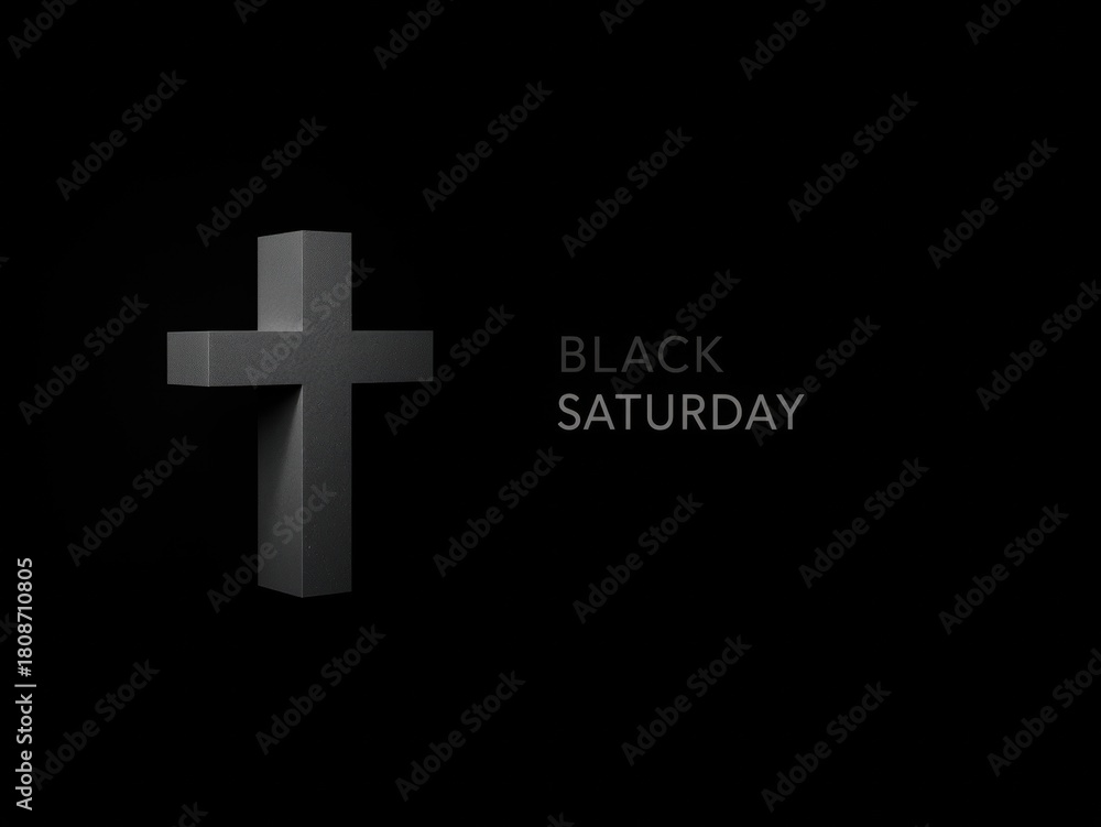Obraz premium Dark cross and black saturday text on black background