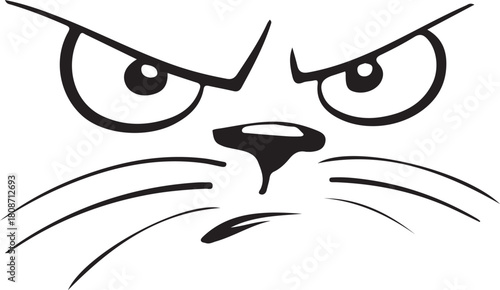 Vector cartoon design illustration of a black cat face icon with an eye and eyelashes symbol