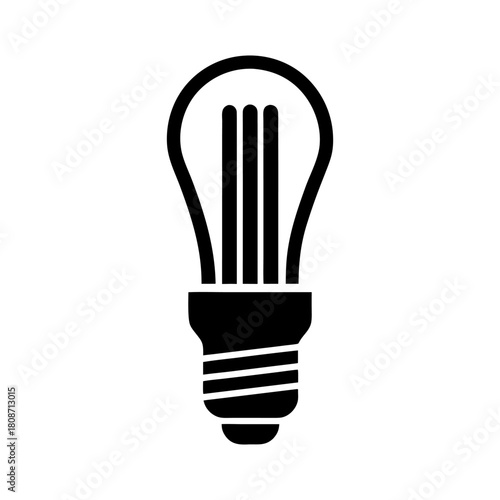 Modern Fluorescent Light Bulb Icon Simple Vector.