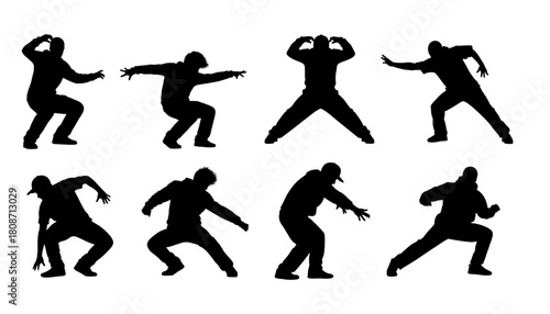 Diverse Silhouettes of People in Dynamic Poses.