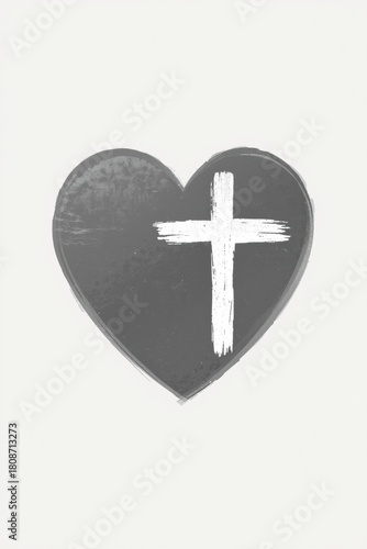 Free Download Christian cross symbol painted on a dark heart shape - GFXLoad