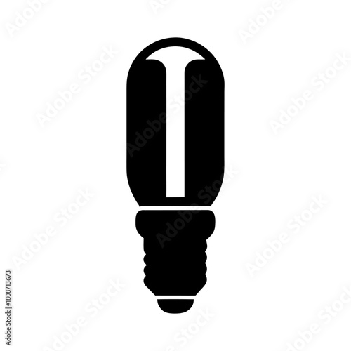 Energy Saving Fluorescent Light Bulb Icon on White Background.