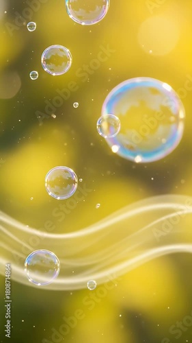 Wallpaper Mural Golden Sunlit Bubbles Floating Soft Focus Yellow Green Background Footage Torontodigital.ca