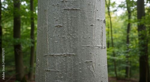 Wallpaper Mural Smooth, pale gray bark texture dominates this vertical composition of a towering beech tree trunk in a tranquil woodland environment ,texture ,pale ,hardwood Torontodigital.ca