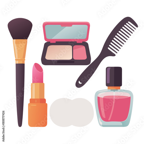 Essential Beauty and Personal Care Items on a White Background