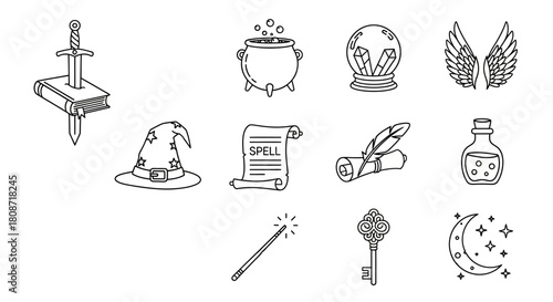 Enchanting vector collection with mystical and magical elements suitable for fantasy designs