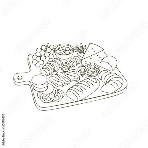 Line art charcuterie board
