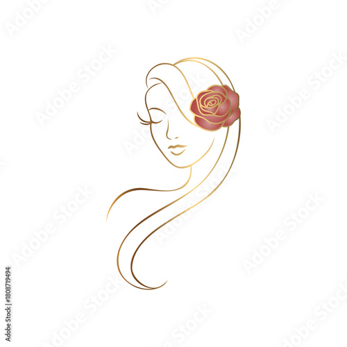 Golden long hair woman