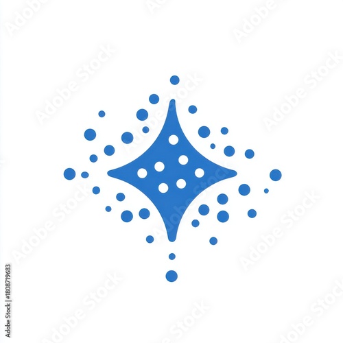 Abstract Blue Sparkle Starburst Pattern On White Background