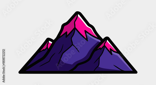 Stylized Mountain Peak with Vibrant Purple and Pink Hues.