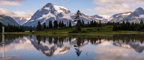 Fototapeta Naklejka Na Ścianę i Meble -  mountain lake reflection