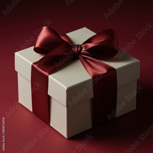 Wallpaper Mural Stylish close-up of a perfectly wrapped square gift box adorned with a contrasting, elegant satin bow ready for a special occasion or holiday ,background ,Bow ,retail Torontodigital.ca