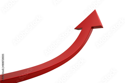 Red arrow showing upward trend growth boosting market progress