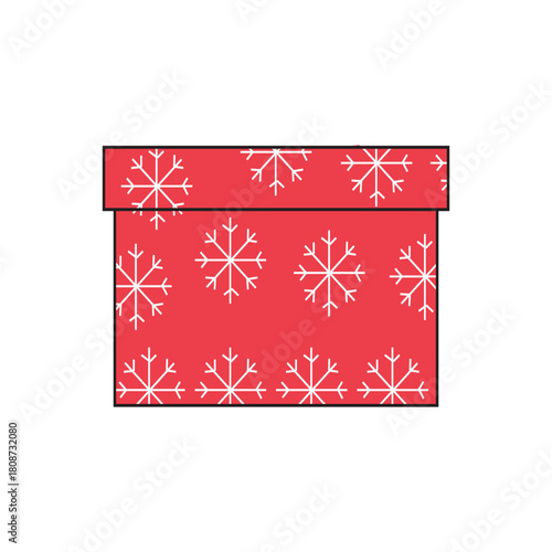 Red Snowflake Gift Box – Winter Holiday Patterned Present Vector