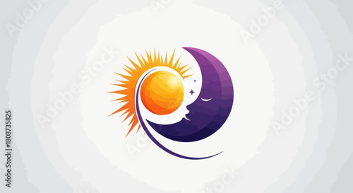 Sun and Moon Harmony - A Celestial Balance of Day and Night.