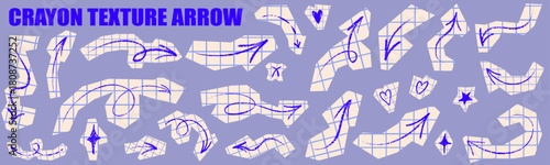 Crayon arrow illustrations hand drawn in a cozy scrapbook style. Chalk texture and sketchy lines bring handmade scrapbook energy.