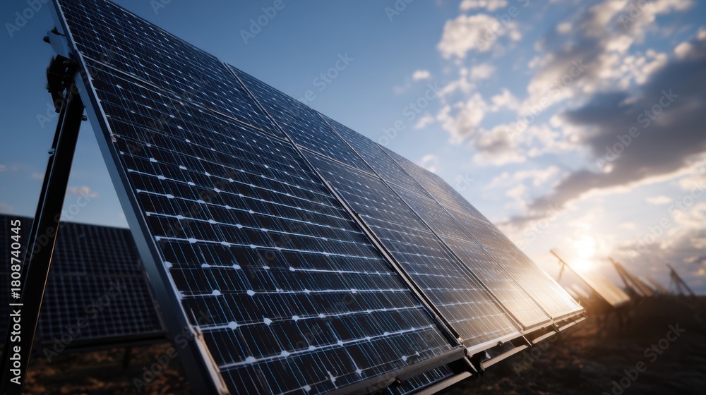 Obraz premium Solar panel with rechargeable energy storage