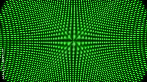 Green dot matrix tunnel pattern with radial depth effect, Futuristic digital light background